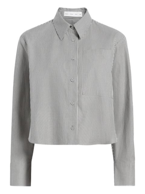 Olive pinstripe cropped shirt