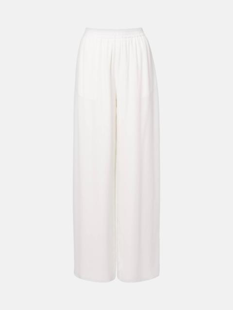 Mid-rise silk straight pants