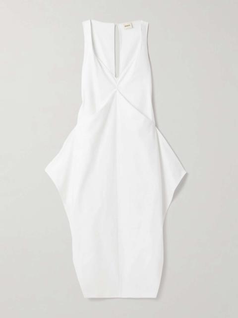 Kenith draped cotton-poplin gown White