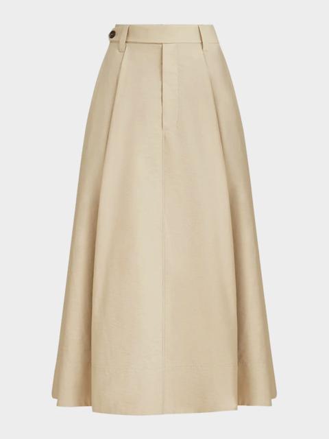 Techno Cotton Poplin A-Line Midi Skirt