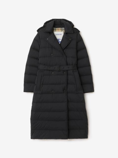 Long Nylon Hooded Puffer Coat