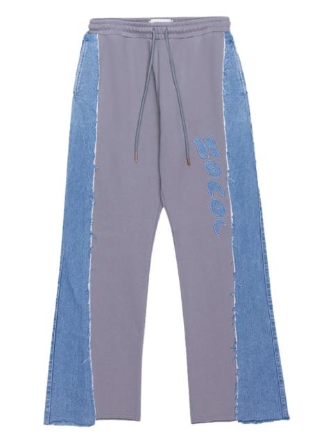 Denim patchwork track pants