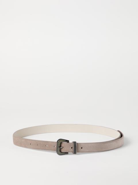 Suede belt with shiny loop