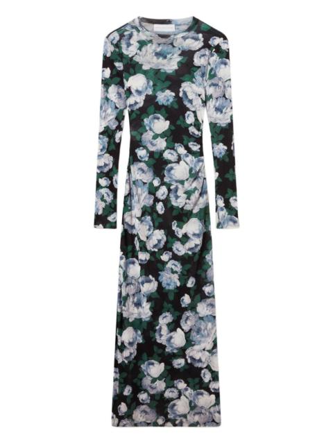 long-sleeve floral midi dress