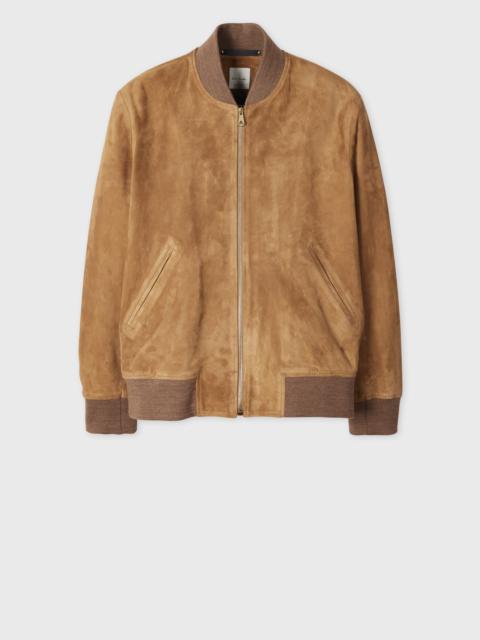 Tan Suede Zip Bomber Jacket