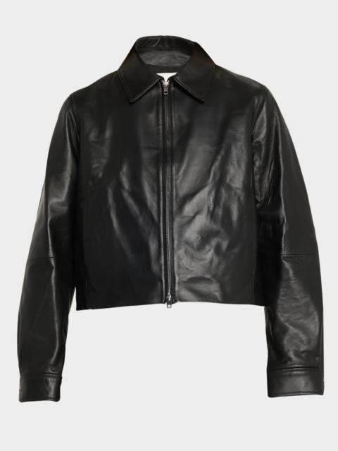 Cropped Faux Leather Jacket