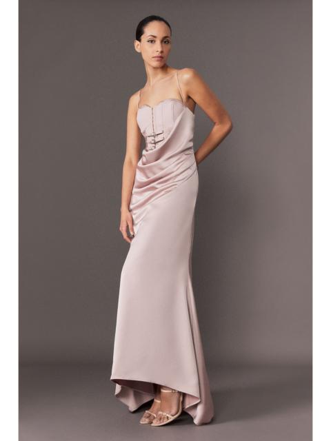 Archive Collection - Tailored Satin Drape Corset Fishtail Maxi Dress