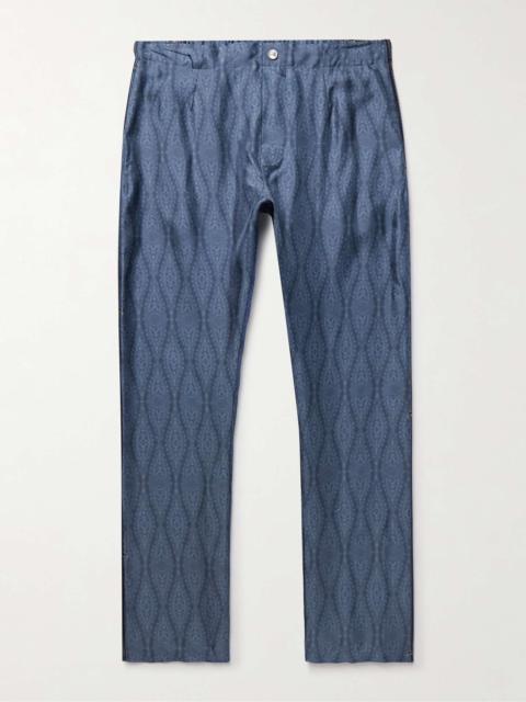 Slim-Fit Straight-Leg Printed Silk-Twill Trousers