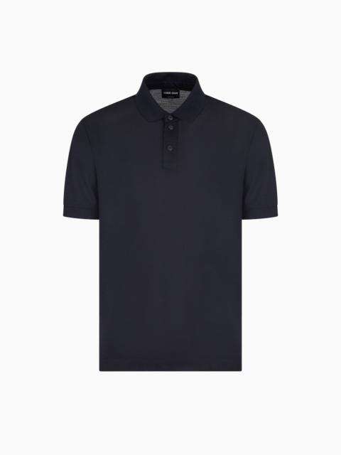 Pure virgin-wool piqué polo shirt