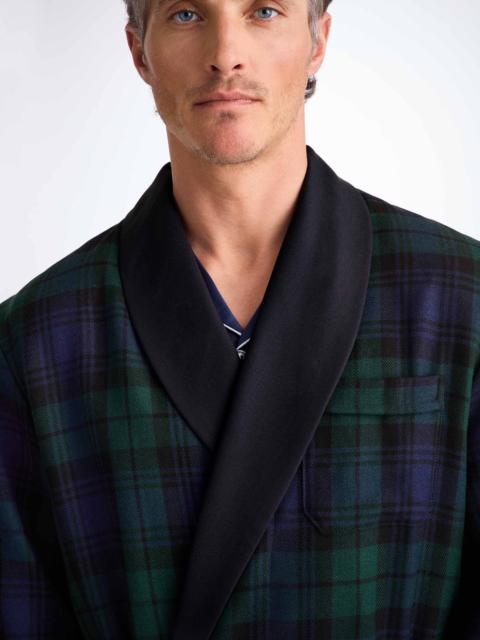 Men's Smoking Jacket Tartan Wool Black Watch Navy