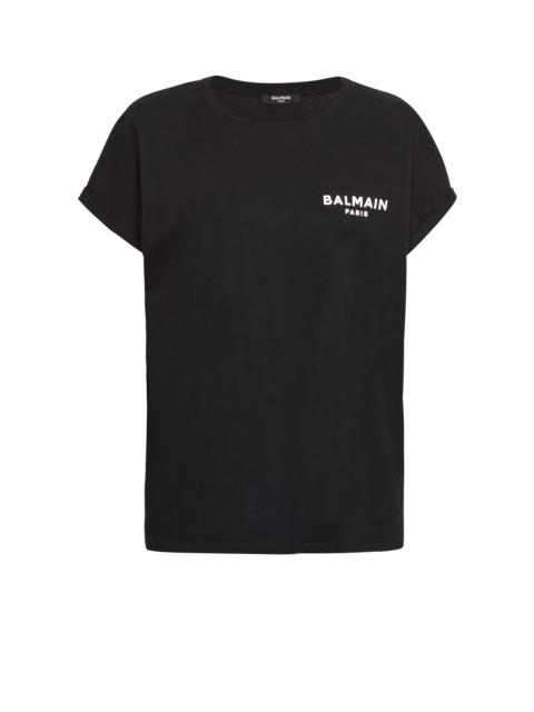 Eco-designed cotton T-shirt with small flocked Balmain logo