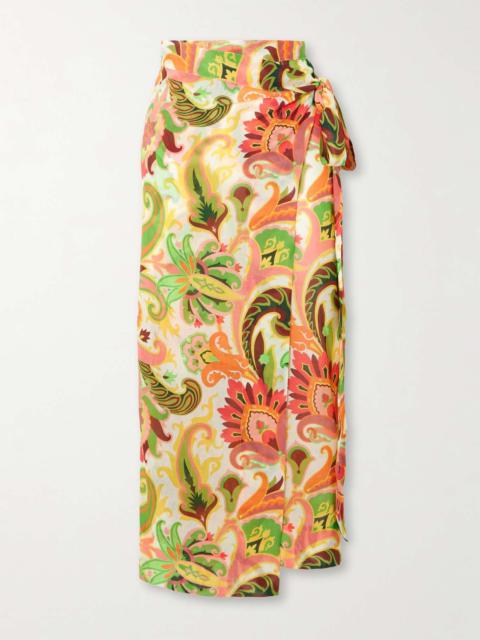 Paisley-print cotton and silk-blend voile pareo Multi