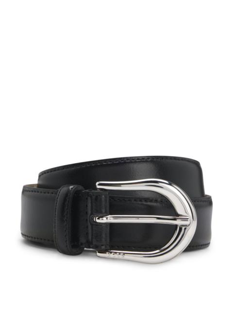 FASHION SHOW BELT IN ITALIAN LEATHER WITH ROUNDED BUCKLE