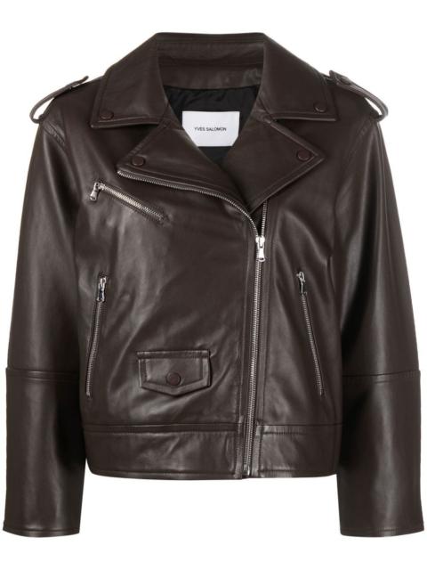 leather zip-up flight jacket