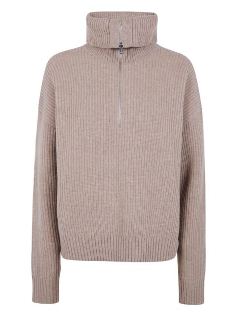 zip roll-neck sweater
