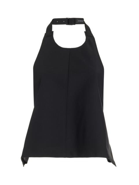 Wool Backless Halter Top black