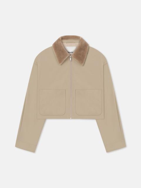 Cropped Tech Twill and Faux Fur Jacket