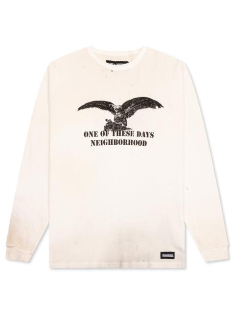 NEIGHBORHOOD X ONE OF THESE DAYS WAFFLE FABRIC L/S CREWNECK - WHITE