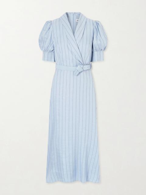 Effie Belted Striped Linen-blend Midi Dress