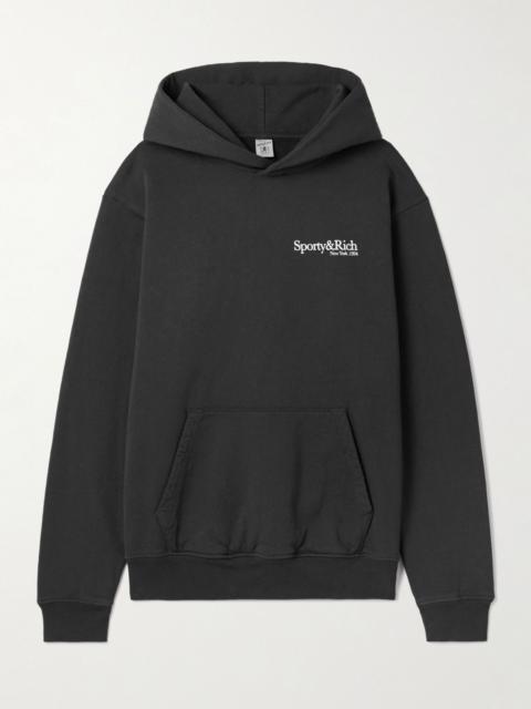 Printed cotton-jersey hoodie Black