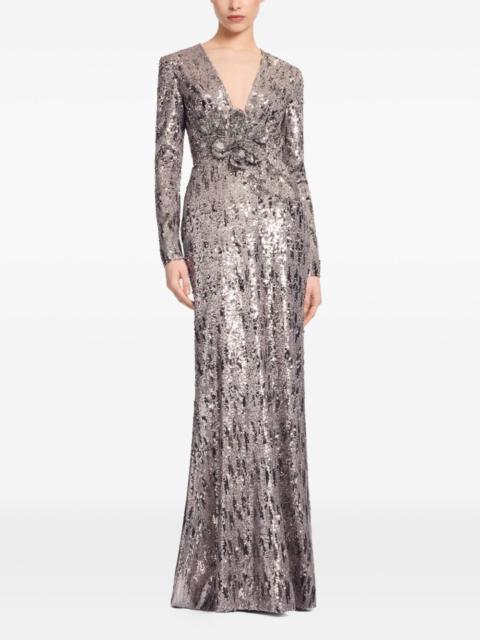 sequin-embellished v-neck maxi dress