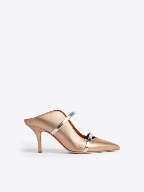 Maureen 70 Gold & Silver Leather Mules