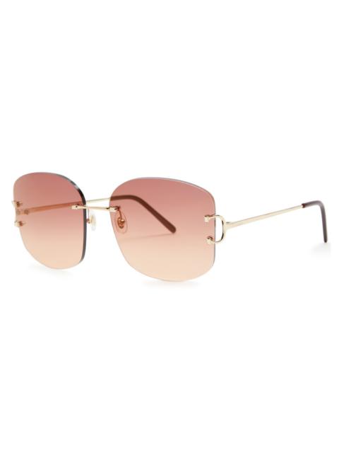 Cartier Signature C De Cartier Rimless Oversized Sunglasses