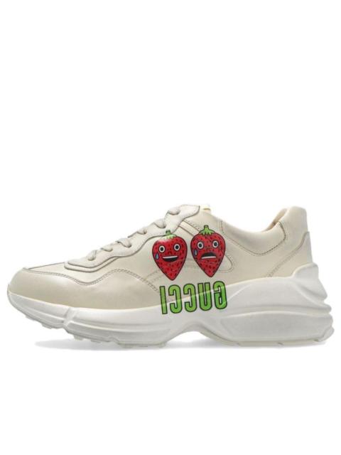 (WMNS) Gucci Rhyton Sneaker With Strawberry Print 'Ivory White' 703814-DRW00-9522