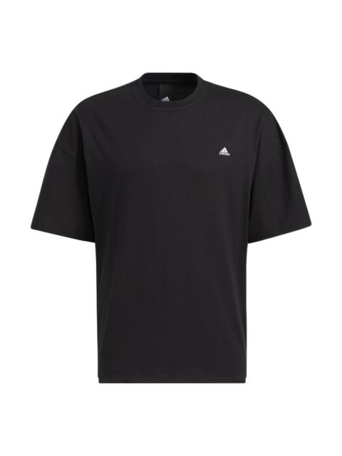 adidas Solid Color Sports Short Sleeve Tee 'Black' HC9979