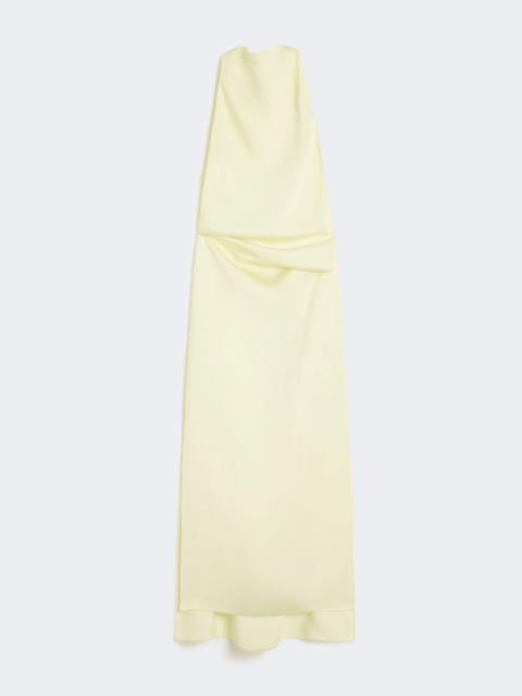 Viscose satin draped dress - light yellow