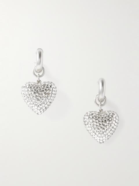The Dazzling Puffy Heart Silver-tone Crystal Hoop Earrings