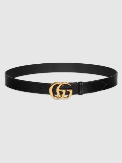 GG Marmont leather belt with shiny buckle