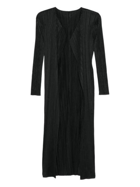 pleated-effect open-front coat