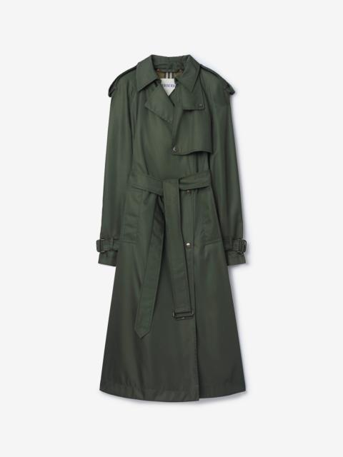 Long Nylon Hooded Trench Coat