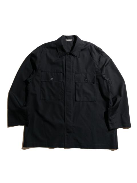 Wool Herringbone Over Shirt Black