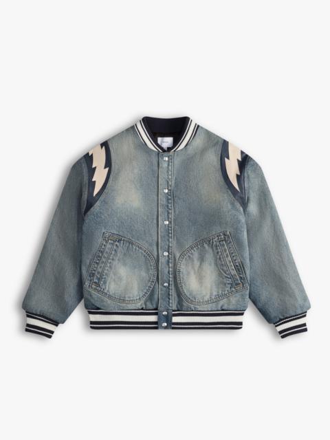 DENIM LIGHTING VARSITY JACKET