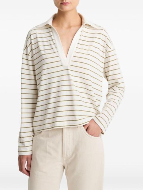 striped V-neck T-shirt