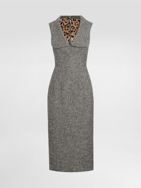 Long dotted wool blend dress