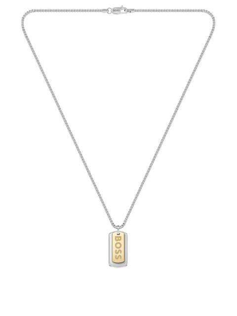 BOX-CHAIN NECKLACE WITH BRANDED DOUBLE-TAG PENDANT