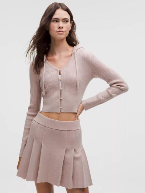 Micro Cable Merino Wool Hooded Cardigan