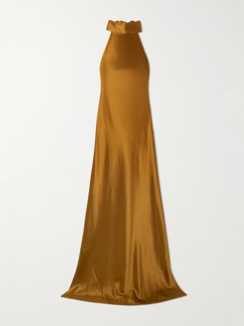 Sienna satin halterneck gown Light brown