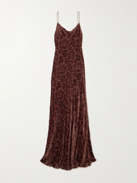 Jolynn devoré-velvet maxi dress Plum