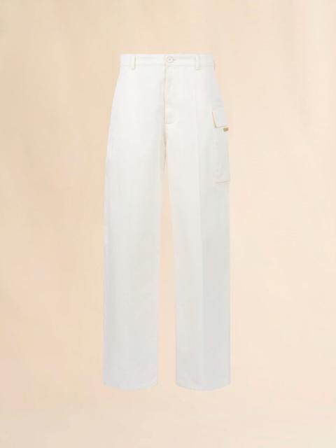 WHITE GABARDINE PANTS WITH CARGO POCKET