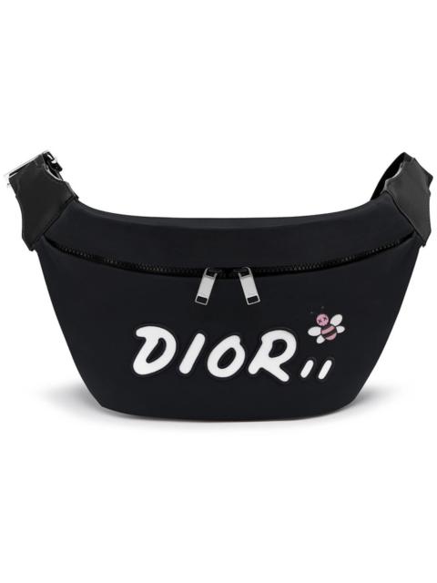 Dior x Kaws Belt Bag White Logo Nylon Black
