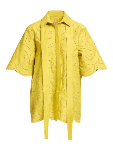 swirl-embroidered shirt