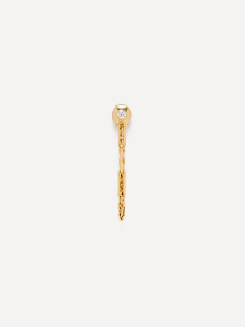 18ct Gold Boucle Chaîne Solitaire Round Diamond Earring