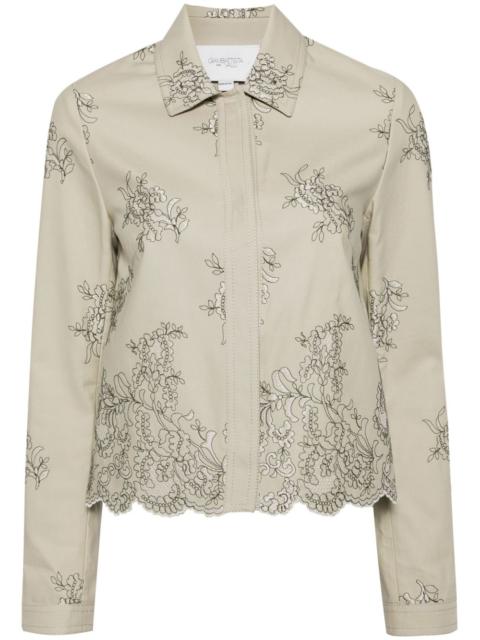 floral-embroidered twill shirt