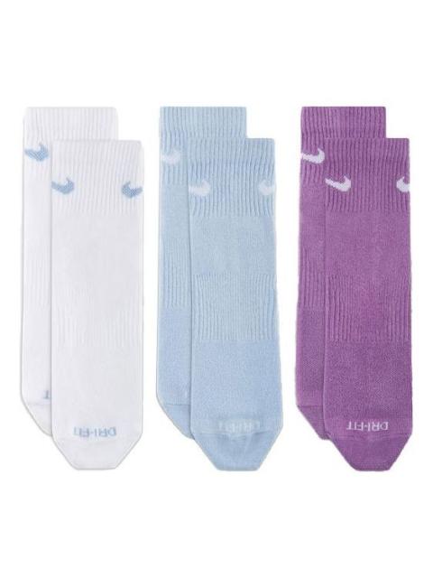 Nike Unisex Plus Lightweight Ankle Sports Training Socks 3 Packs White/Black/Purple Multi-color SX68