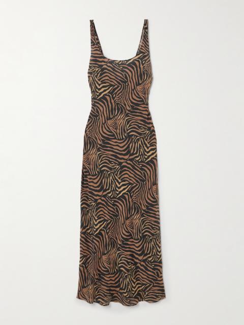 Bondi Tiger-print Silk-satin Midi Dress