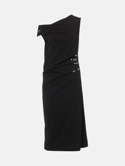 Gathered embellished jersey midi dress